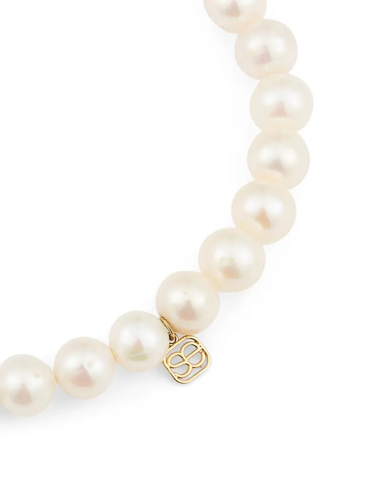 Pearl Bracelet With Small 14K Gold Diamond Elephant Charm