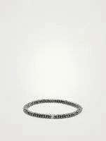 Hematite Beaded Bracelet With 14K White Gold Diamond Wheel Charm