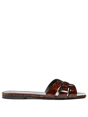 Tribute Tortoiseshell Patent Leather Slide Sandals
