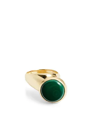 Offset Ring With Malachite