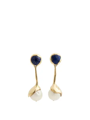 Sappho Pearl Earrings With Blue Lapis And Pearls
