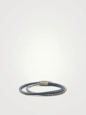 Lash Double Wrap Chain And Leather Bracelet