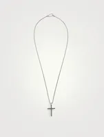 The Cross Oxidized Silver Thin Pendant Necklace