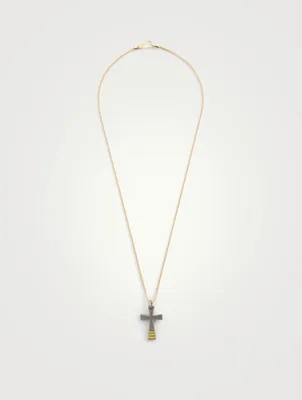 The Cross Black And Yellow Silver Pendant Necklace