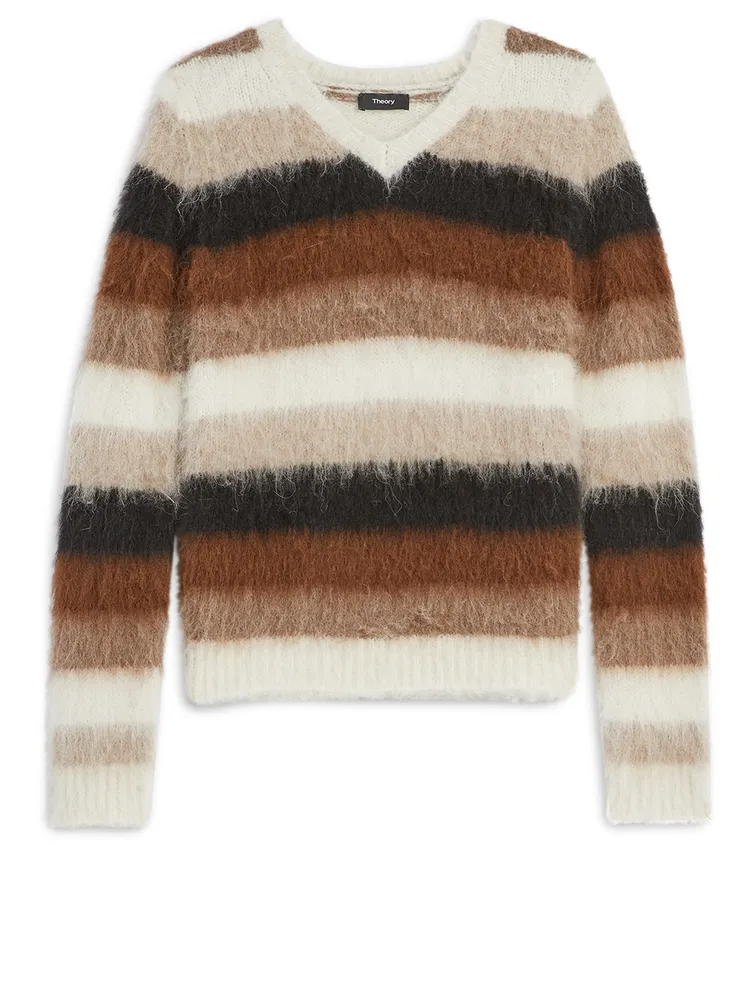 Alpaca Wool Sweater Striped Print