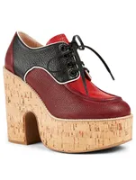 Madras Leather Lace-Up Platform Shoes