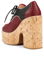 Madras Leather Lace-Up Platform Shoes