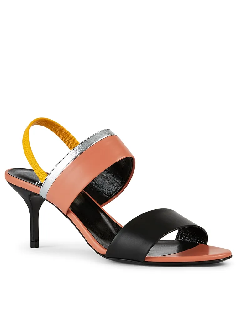 Alpha Party Leather Heeled Slingback Sandals