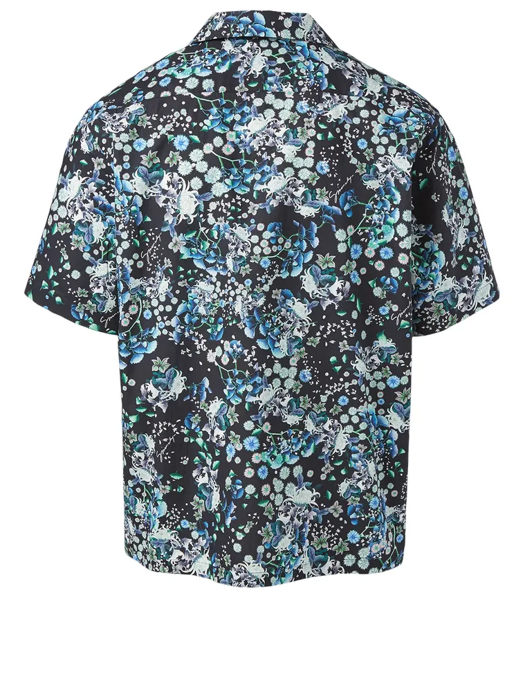 Cotton Short-Sleeve Shirt Floral Print