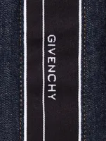Cotton Denim Shirt With Logo Band