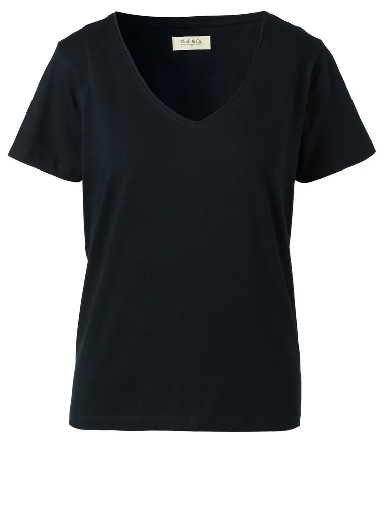 Organic Cotton Jersey Deep V-Neck T-Shirt