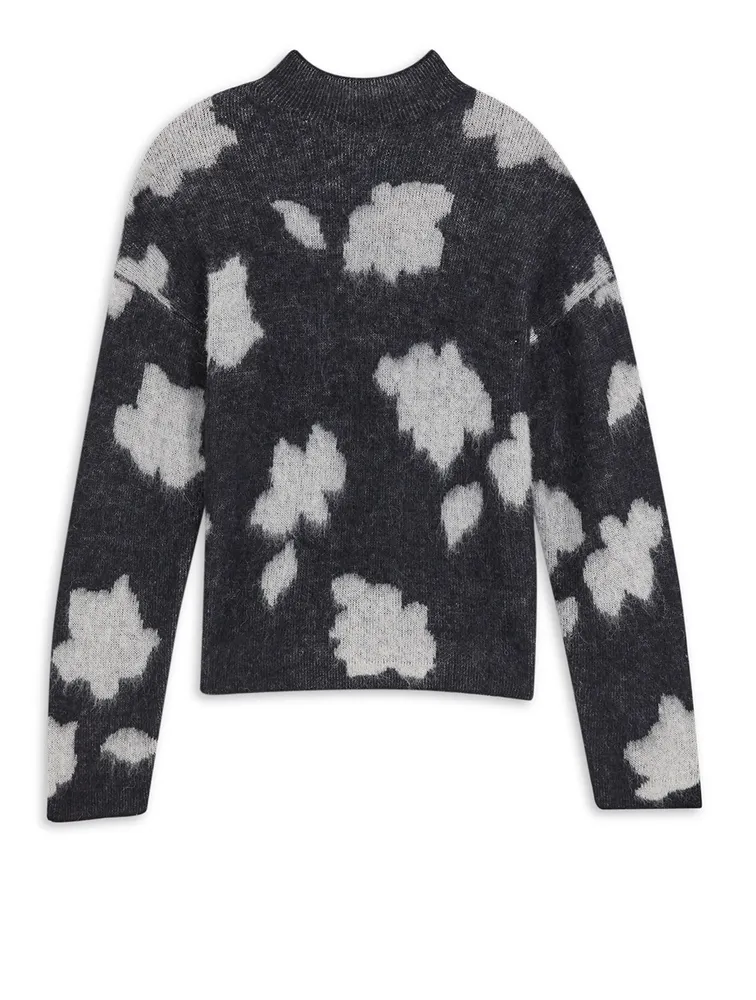 Alpaca Jacquard Sweater Floral Print