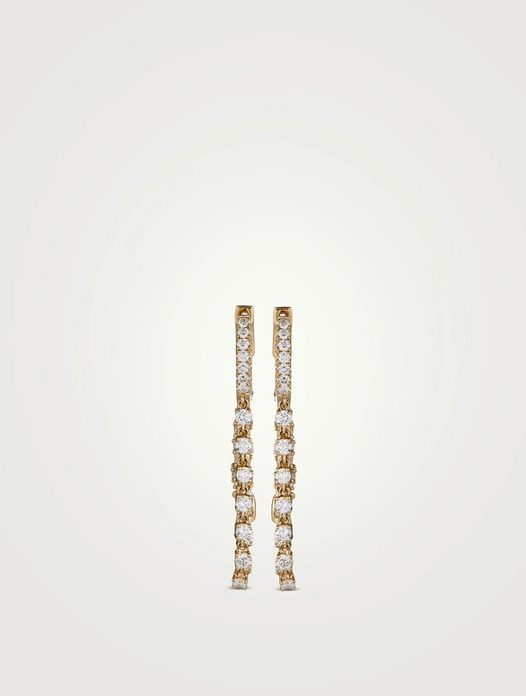 Sophia 18K Gold Double Chain Huggie Earrings With Diamonds