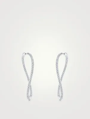 18K White Gold Twist Earrings With Diamonds