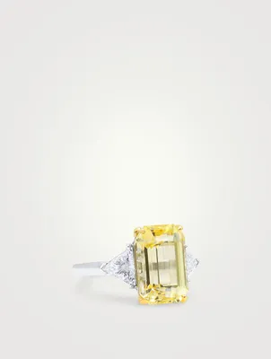 Unheated Yellow Sapphire Ring With Diamonds