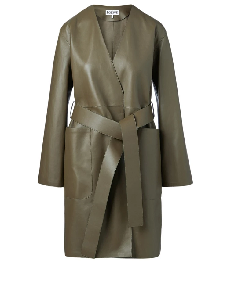 Leather Coat With Belt