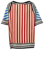 Silk Top In Striped Print