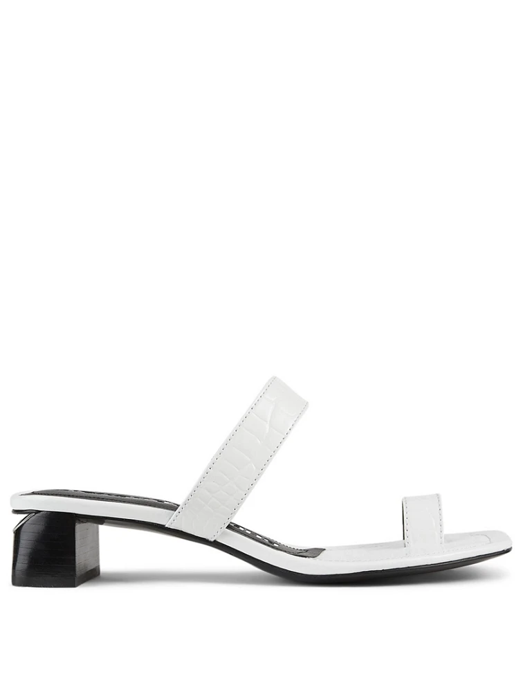 Ellis Croc-Embossed Leather Heeled Sandals
