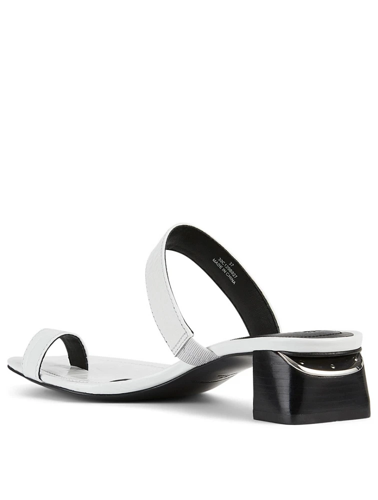 Ellis Croc-Embossed Leather Heeled Sandals