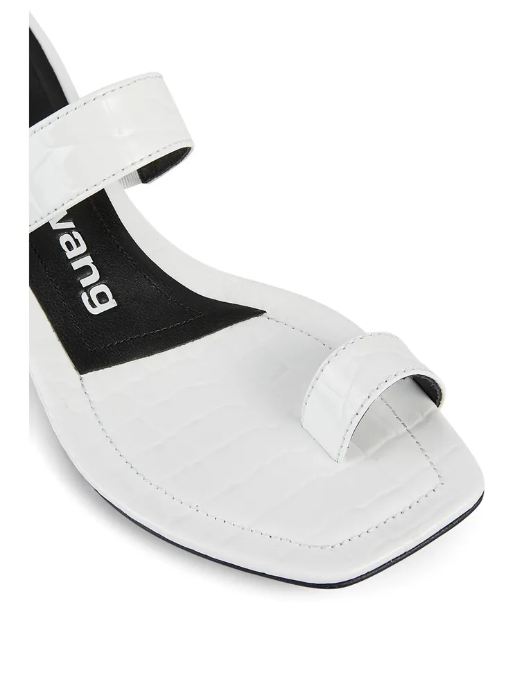 Ellis Croc-Embossed Leather Heeled Sandals