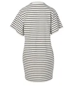 Cotton Short-Sleeve Dress Striped Print