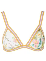 Zinnia Elastic Triangle Bikini Top Floral Print