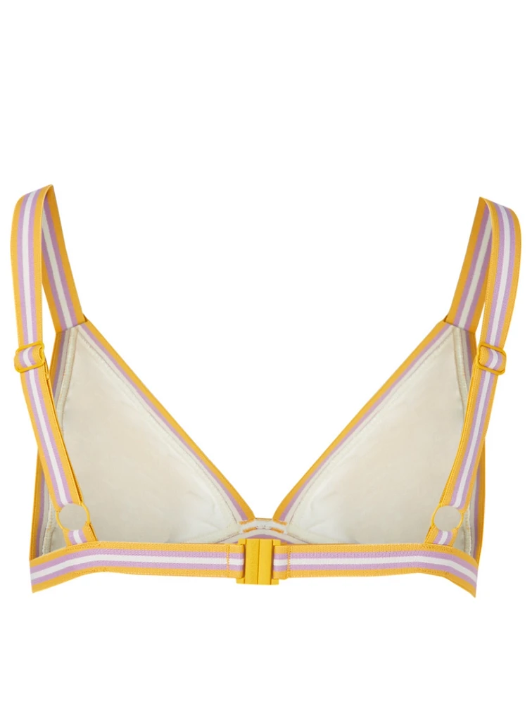 Zinnia Elastic Triangle Bikini Top Floral Print