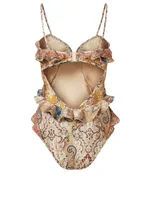 Freja Spliced Frill One-Piece Swimsuit Paisley Print