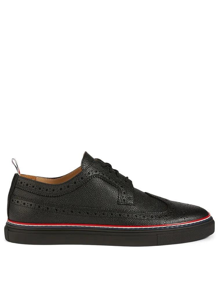 Pebble Grain Leather Longwing Brogue Sneakers
