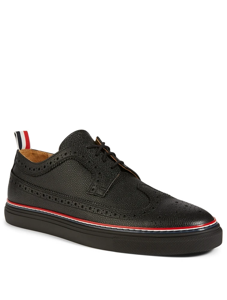 Pebble Grain Leather Longwing Brogue Sneakers