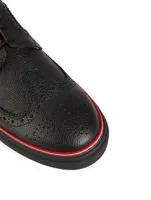 Pebble Grain Leather Longwing Brogue Sneakers