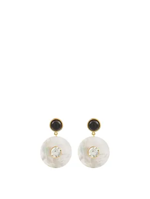 Taj Disc Earrings With Mother Of Pearl And Onyx