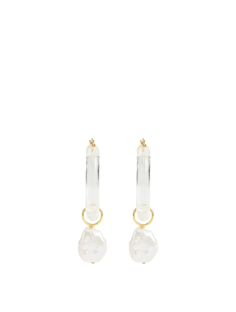 Frost Acrylic Hoop Earrings With Pearls