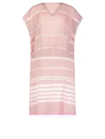Lola Cotton Long Caftan In Striped Print