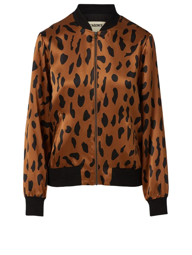 Ollie Silk Bomber Jacket Animal Print