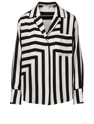 Silk Blouse Stripe Print