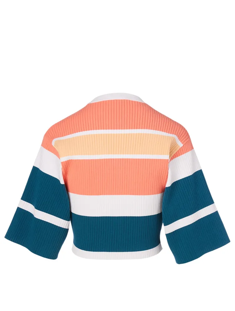 Ribbed Three-Quarter Sleeve Sweater