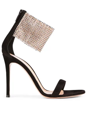 Adore Suede Heeled Sandals With Crystal Cuff