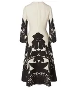 Wool And Silk Midi Dress Orchid Ramage Print