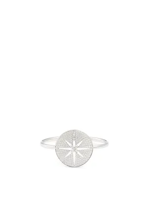 Pastiche 18K White Gold Starburst Medallion Bangle Bracelet With Diamonds