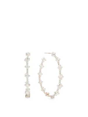 Essentials 18K White Gold Pulse Hoop Earrings With Diamonds