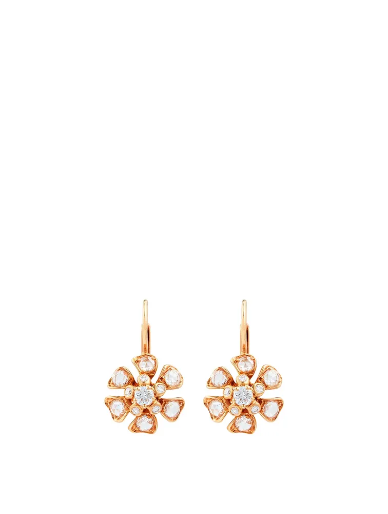 Aster 18K Rose Gold Petite Bloom Earrings With Diamonds