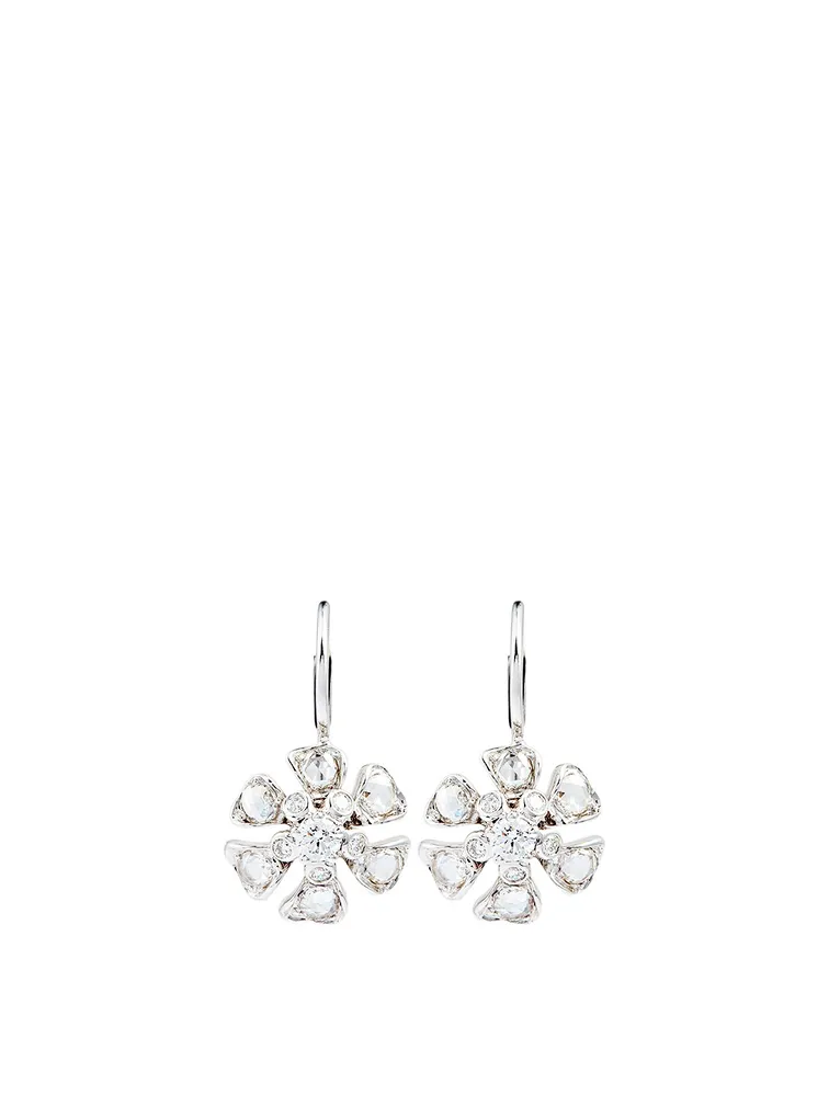 Aster 18K White Gold Petite Bloom Earrings With Diamonds