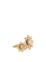 Aster 18K Gold Double Blossom Ring With Diamonds