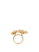 Aster 18K Gold Double Blossom Ring With Diamonds