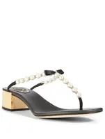 Eliza 40 Leather Pearl Thong Heeled Sandals