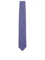 Silk Tie In Geometric Print