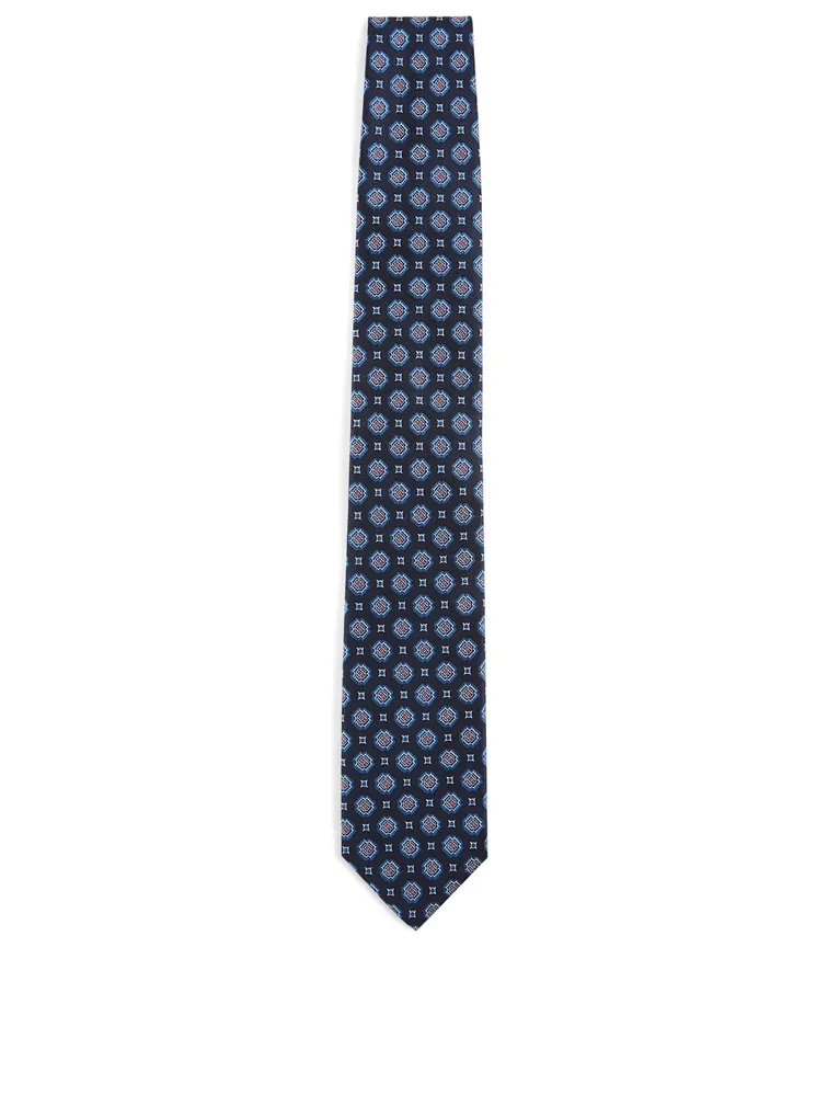 Silk Tie In Medallion Print