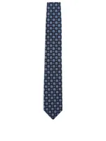 Silk Tie In Medallion Print