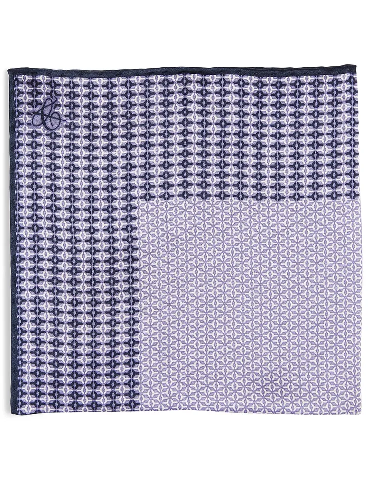 Silk Pocket Square In Geometric Print